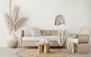 Schöne Rattanmöbel: Sofa, Sessel und Teppich (depositphotos.com)